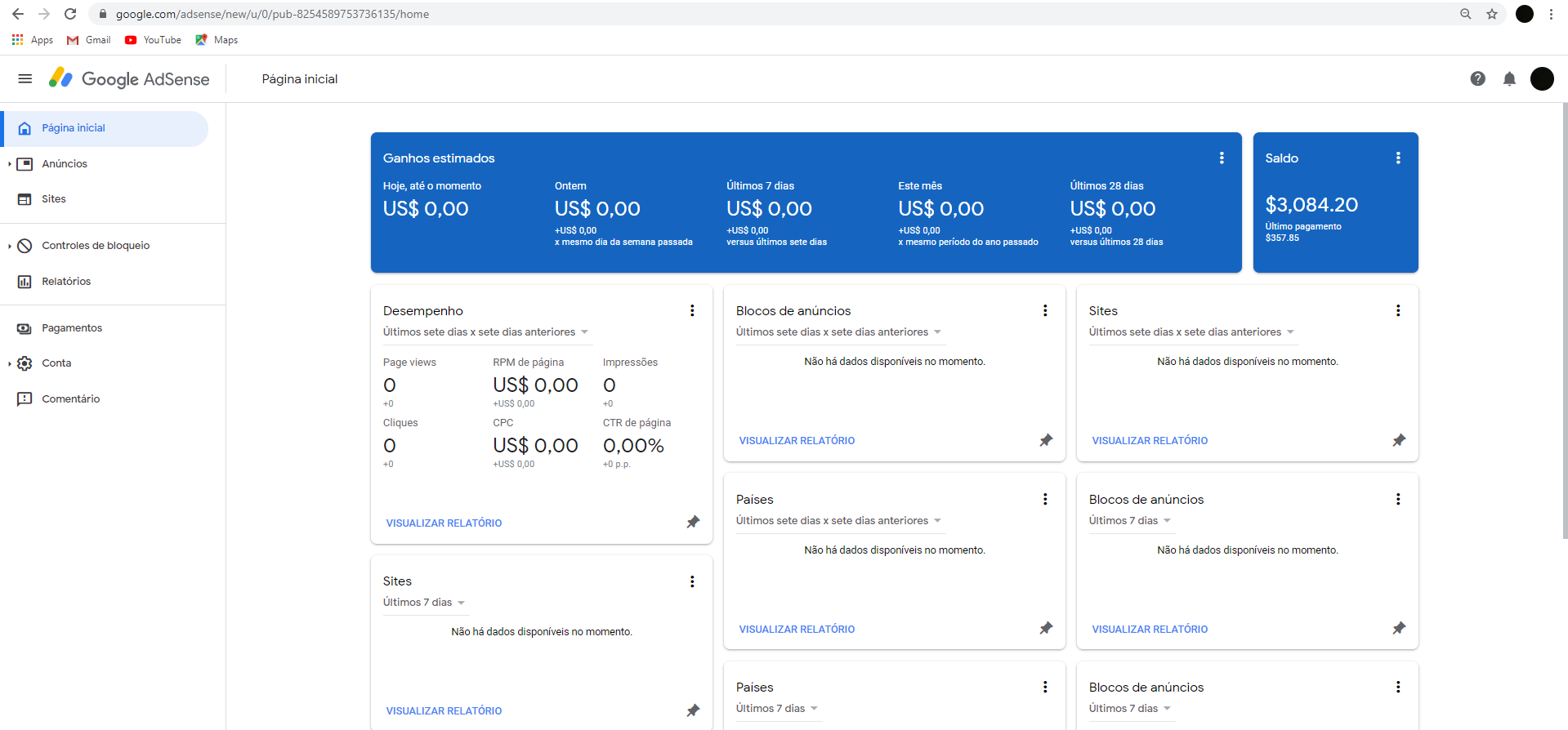 Oi , eu já tenho 140 dólar .. mas no site do Google AdSense só mostra 80  dólar .poderia me ajudar ? - Comunidade Google AdSense