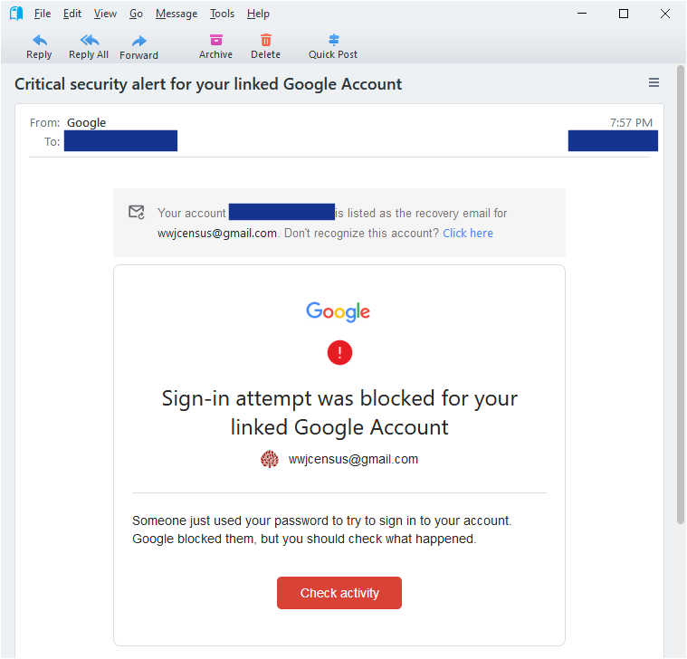 gmail client sync issues account action required