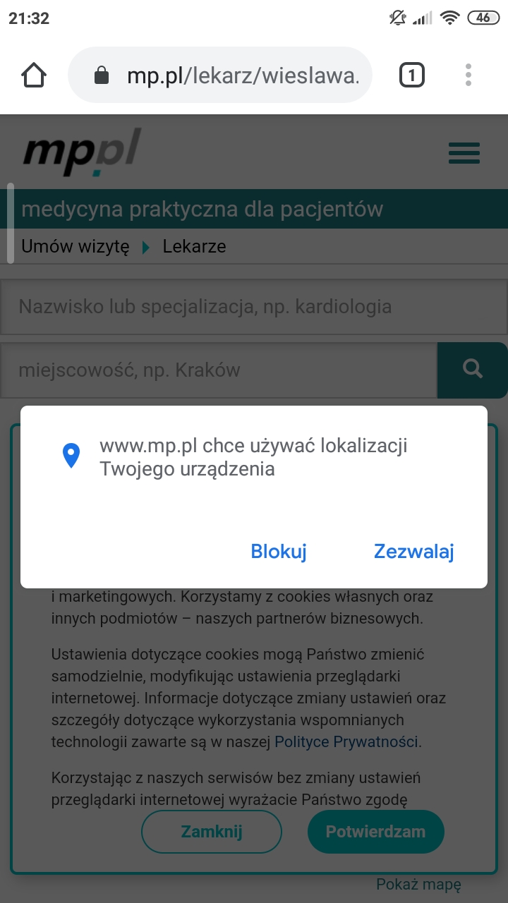 Brak możliwości kliknięcia "blokuj" lub "zezwalaj" - Społeczność Google