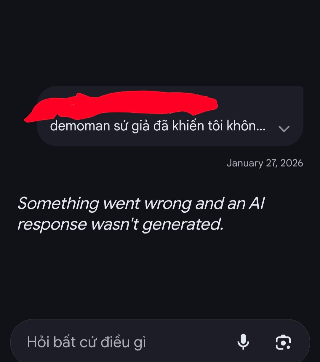 something went wrong and an ai response wasn't generated