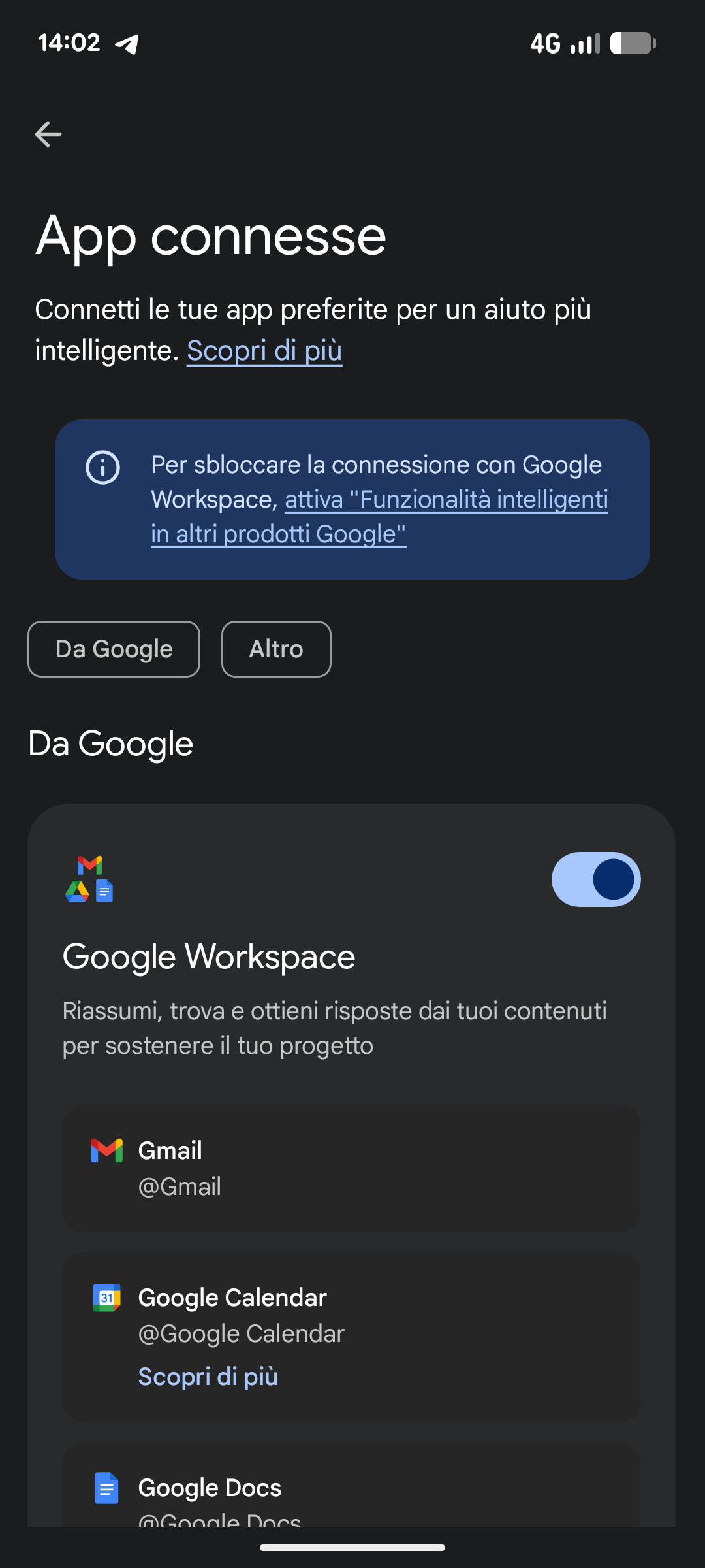 Give Gemini Assistant access to Calendar, Google account, but not