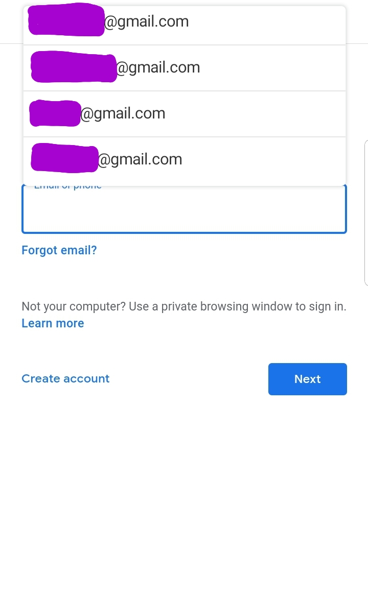 Gmail login page