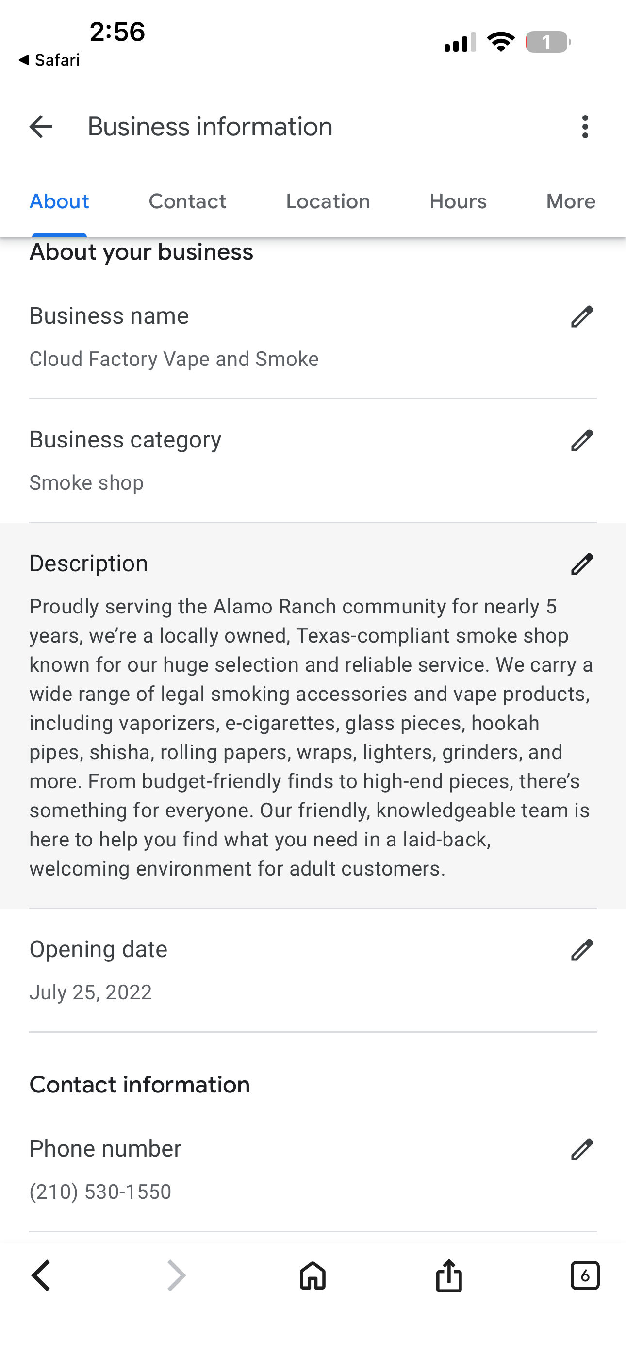 Suspended Smoke Shop Listing – Appeal Denied. Corrections have been made