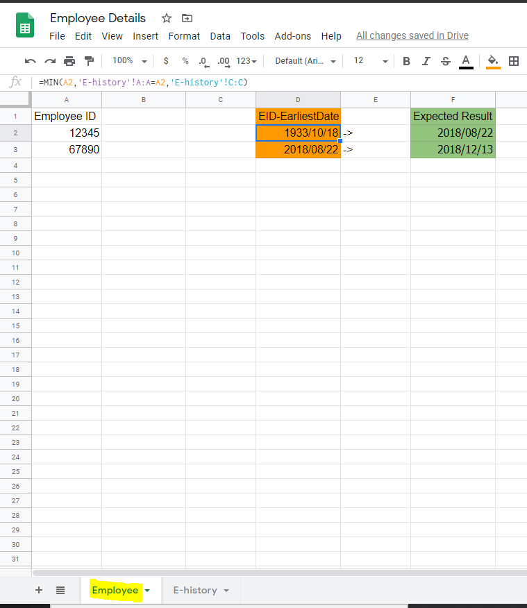 How To Get Earliest Date Of Employee Based From Their History Google 