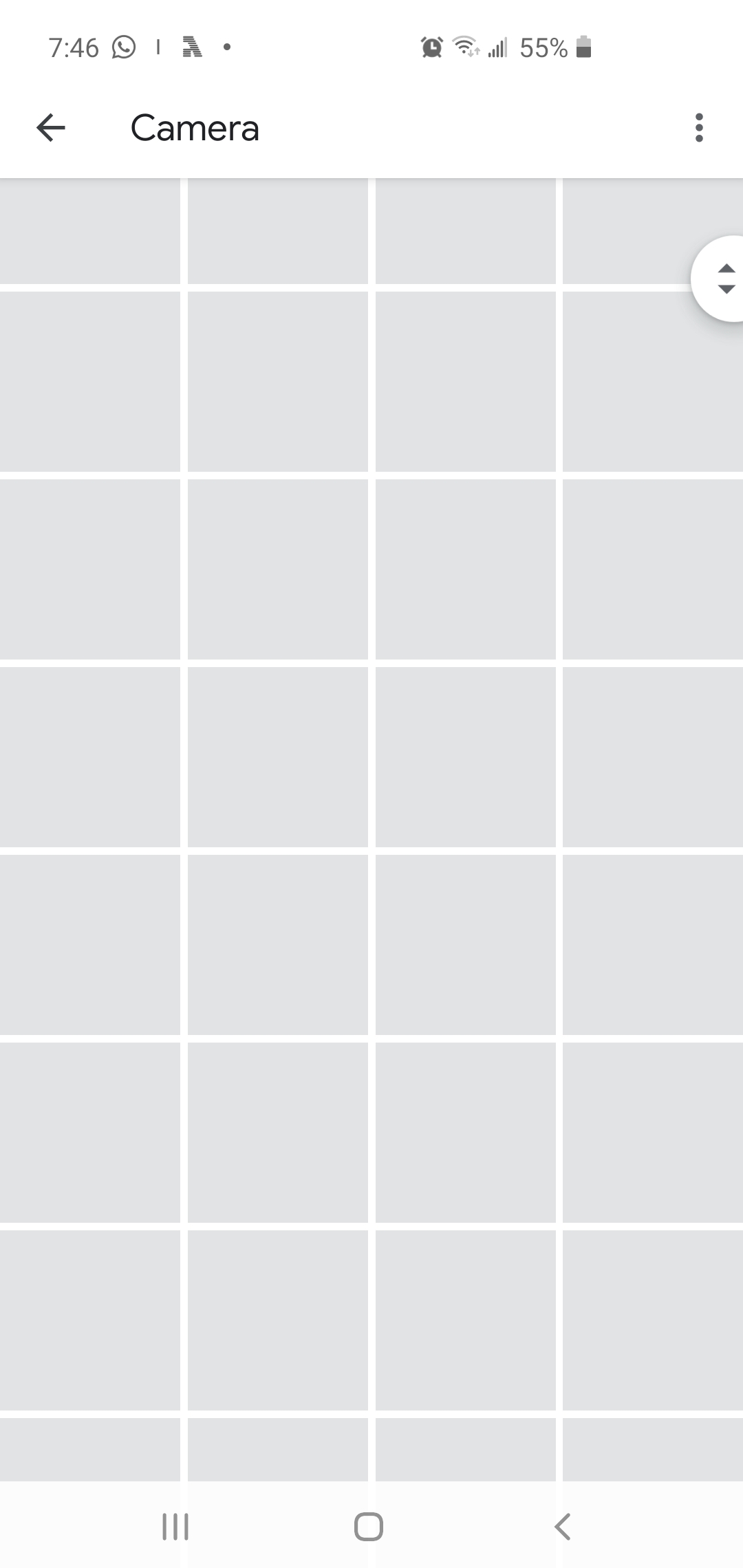 Google and camera photos are grey with an exclamation mark 