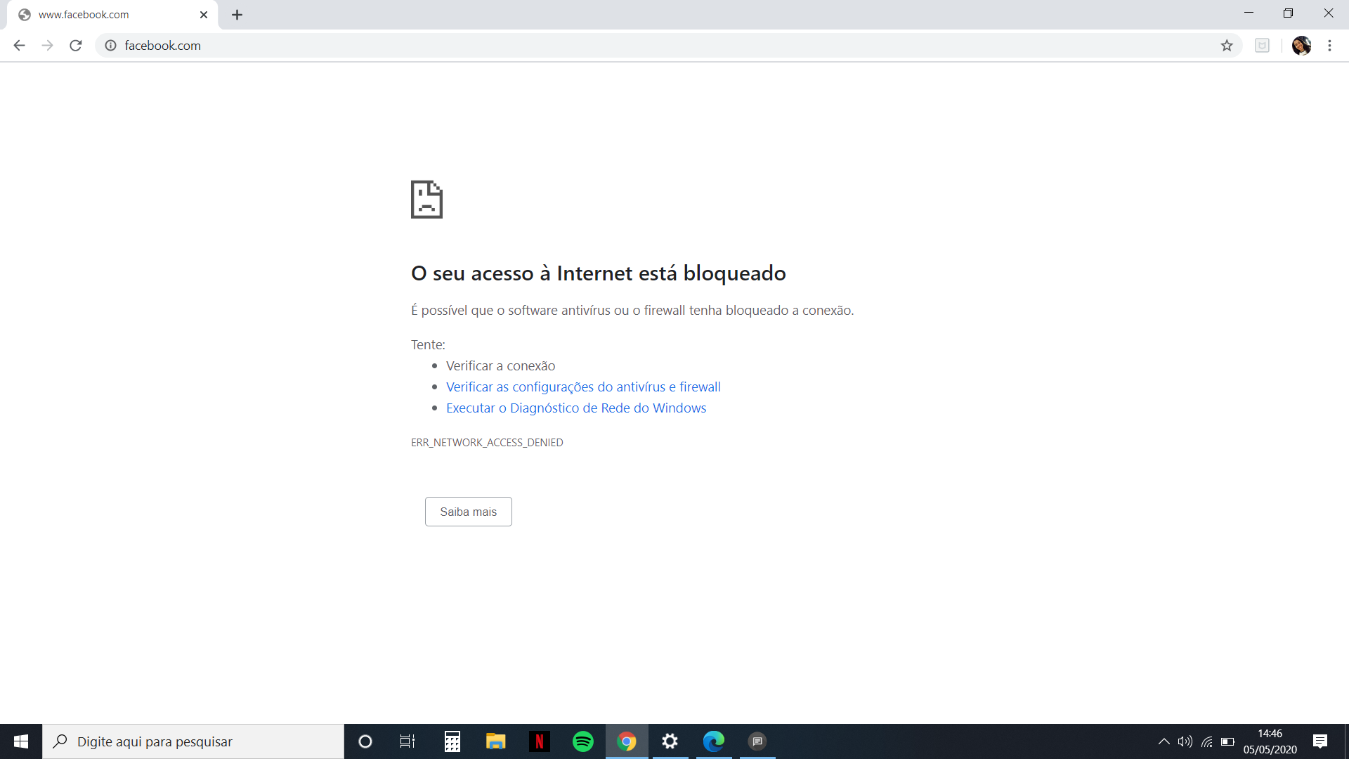 não é possivel acessar internet - Comunidade Google Chrome