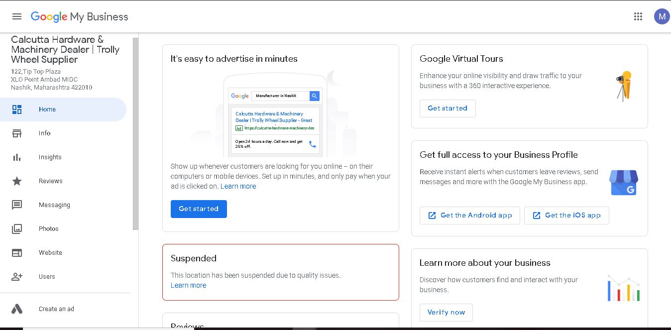Google My Business Suspension