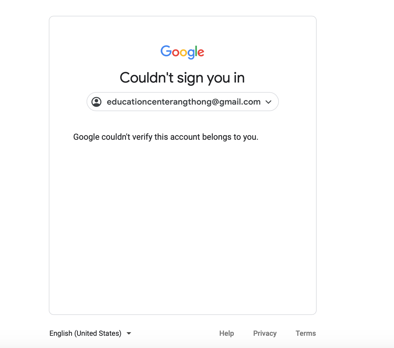 Why does Google not let me in?