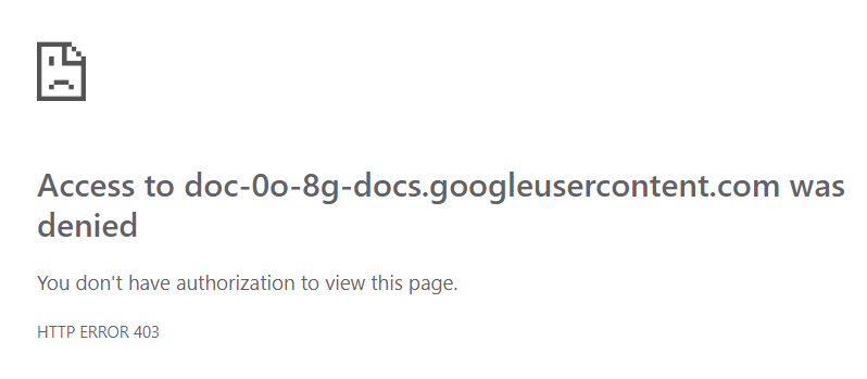 access to google drive download denied