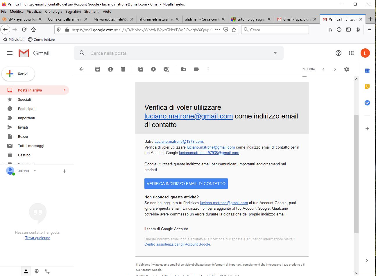 Ho ricevuto una mail da il cui contenuto non mi è chiaro