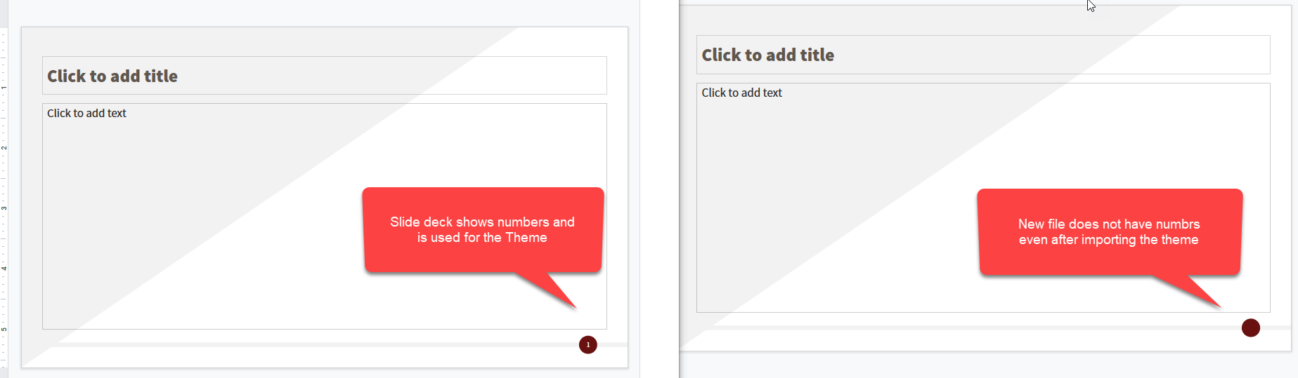 Slides not numbering when starting new deck and using saved template -  Google Docs Editors Community