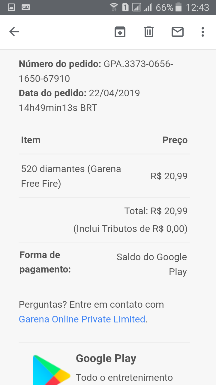 VIVO - Comprei diamantes e não chegou – Pagamentos Garena