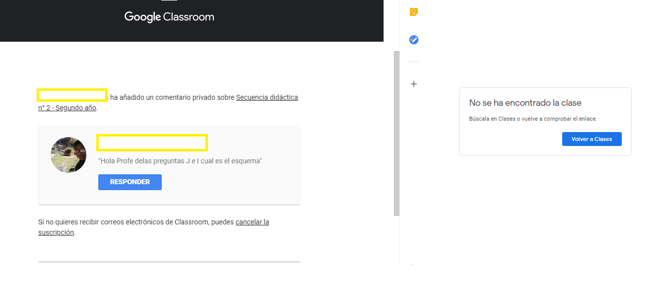 Cómo responder a comentarios privados desde el enlace que me llega a Gmail?  - Google Classroom Community