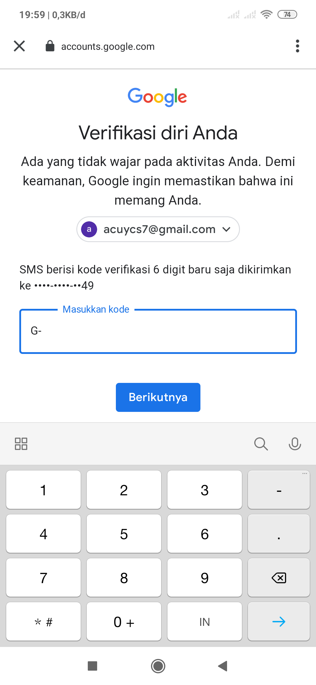 Cara melihat kode verifikasi saya