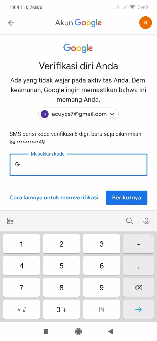 Cara mendapatkan kode akun google