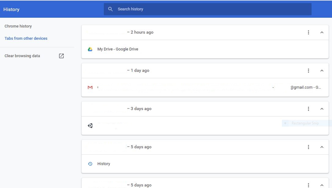 Unable to remove History tabs from other devices Google Chrome Community