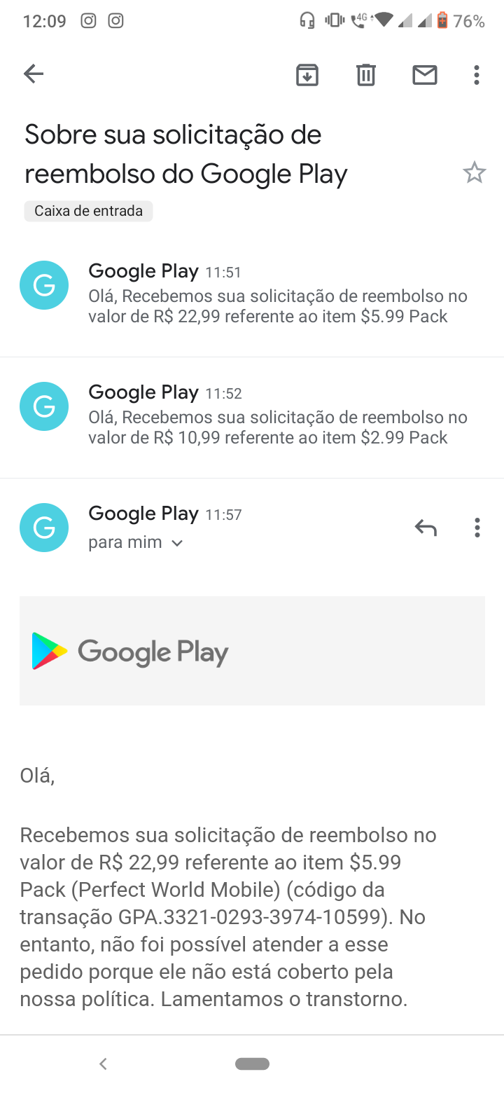 Como pedir reembolso na Google Play Store