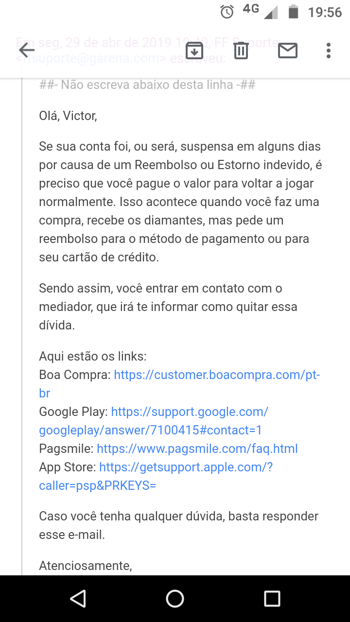 Erro na compra de diamantes ff - Comunidade Google Play