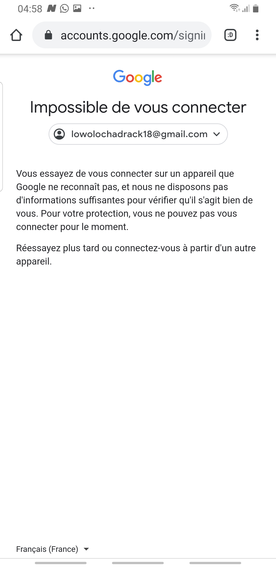 Bonjour Mon Compte A Ete Pirater Je N Ai Plus Acces A Mon Compte Et Google Ne Reconnait L Adresse Compte Google Community