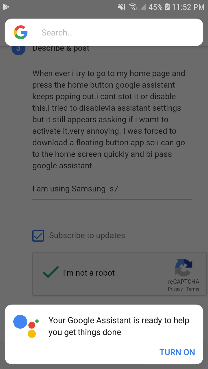 Hi, I just can't disable google assistant. There's no three dots button! - Google  Assistant Community