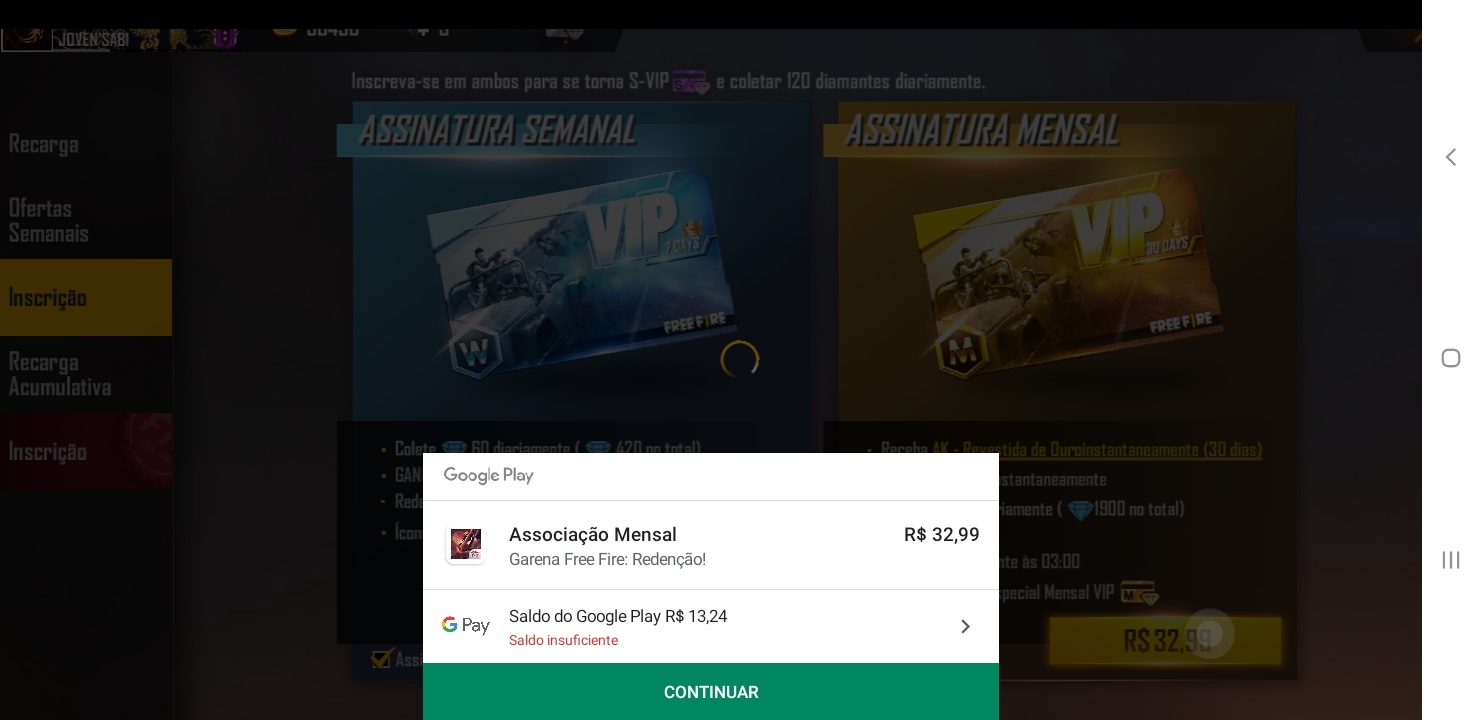 Eu fiz uma assinatura da Google Play 8 99 do free Fire para uma conta e  acabou caindo na outra conta - Comunidade Google Play