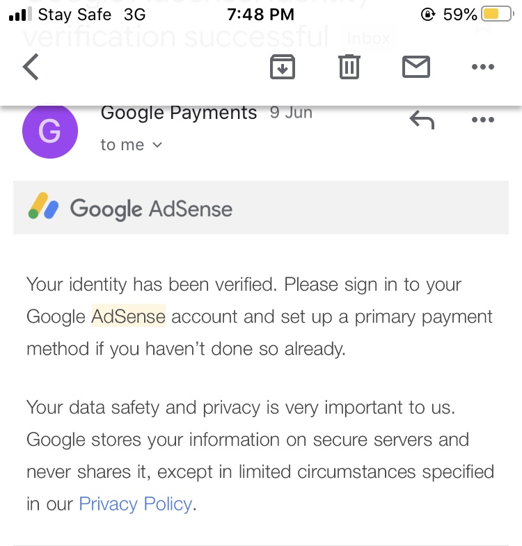 Please I already verified my Adsense account with my national ID