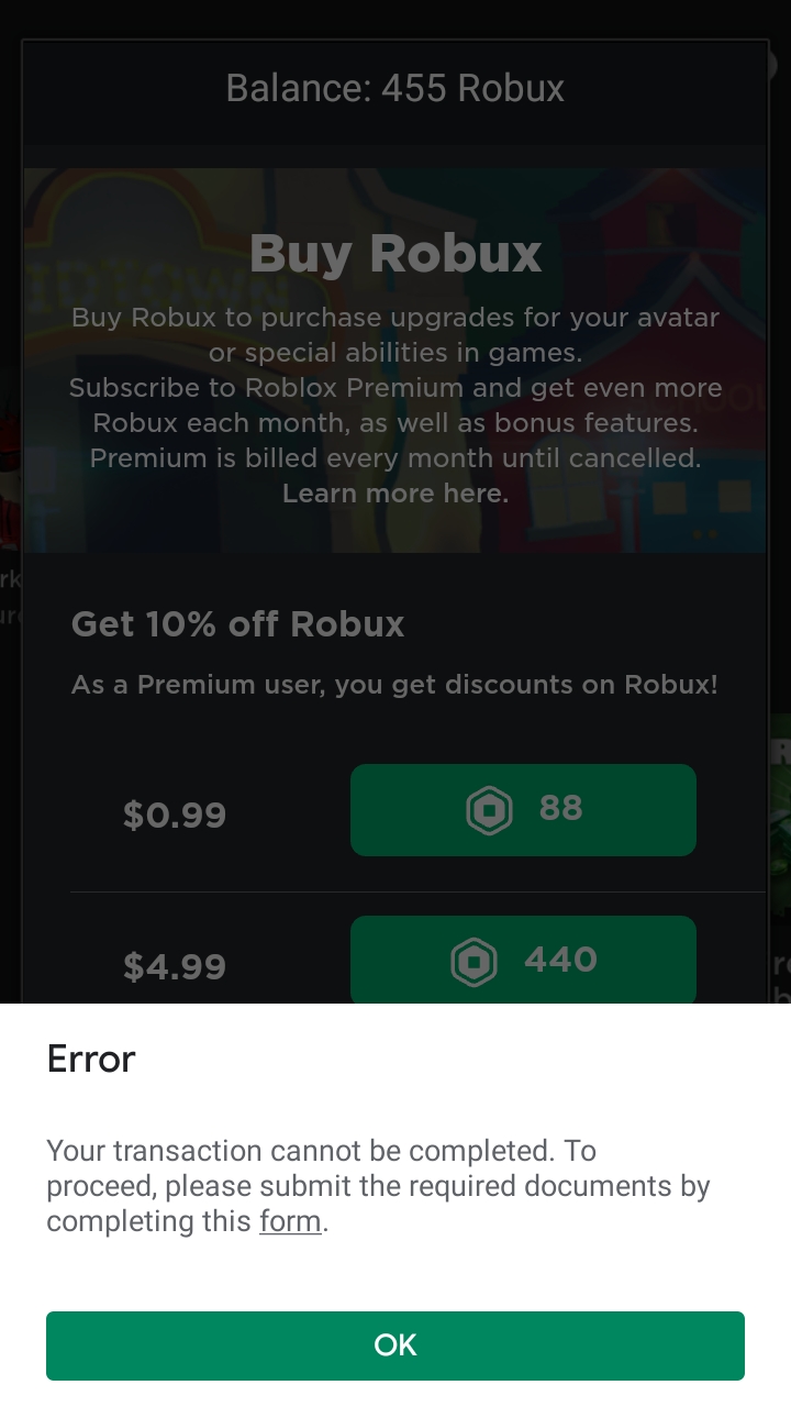 I Have 15 Dollars And When I Try To Purchase Something Thats 5 Dollars It Shows An Error Message Google Play Community - 10 off roblox