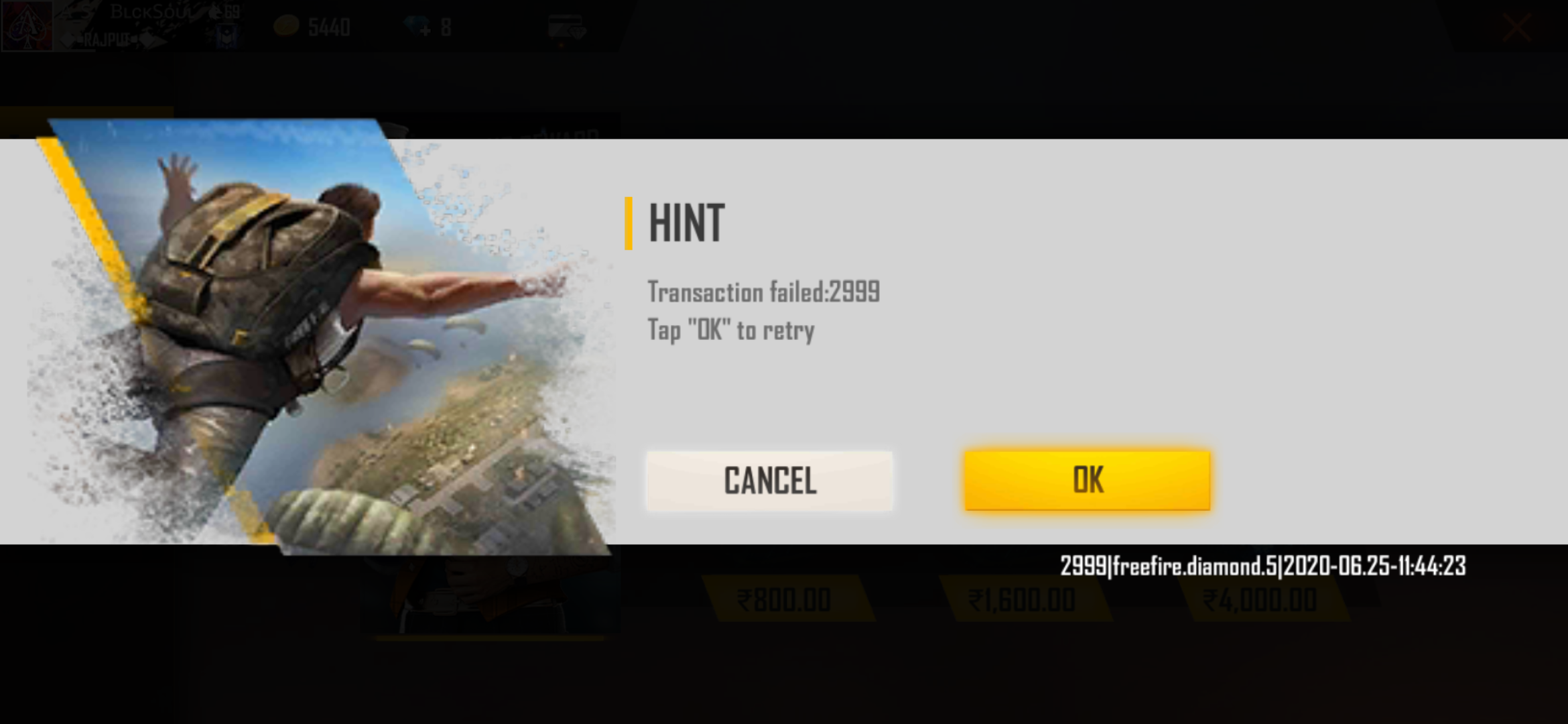 Free fire top up err transaction cannot completed - Google Play Community