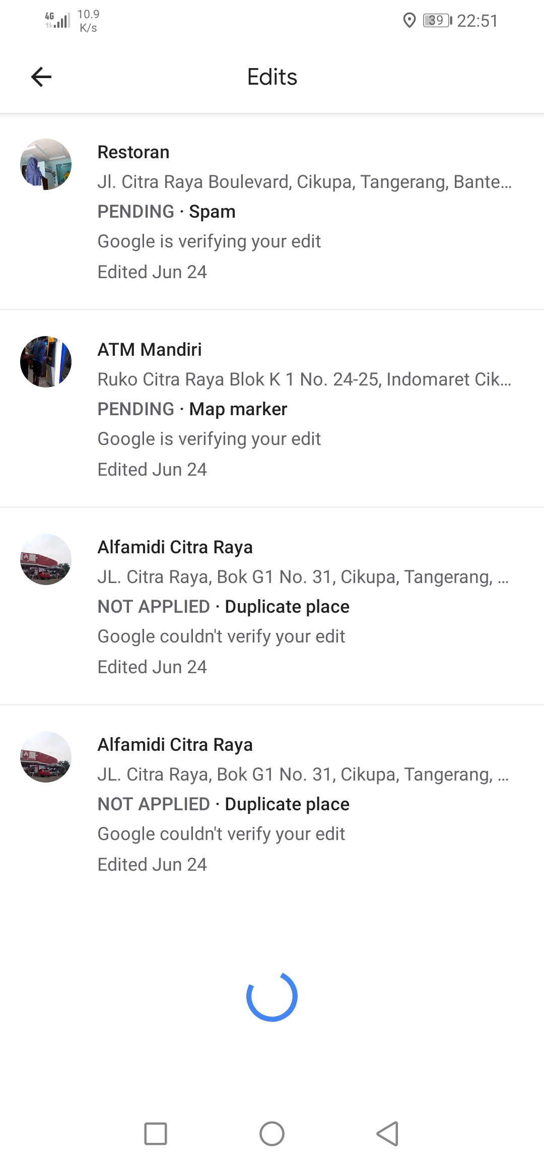 Problem Alfa Supermarket And Alfamidi Citra Raya Are Duplicate But My Edit Is Not Applied Google Maps Community