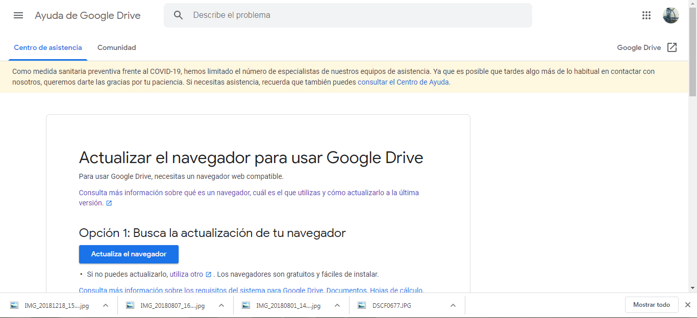 hipervínculo desde Microsoft Office Word a Drive pide actualizar navegador  que ya está actualizado - Comunidad de Google Drive