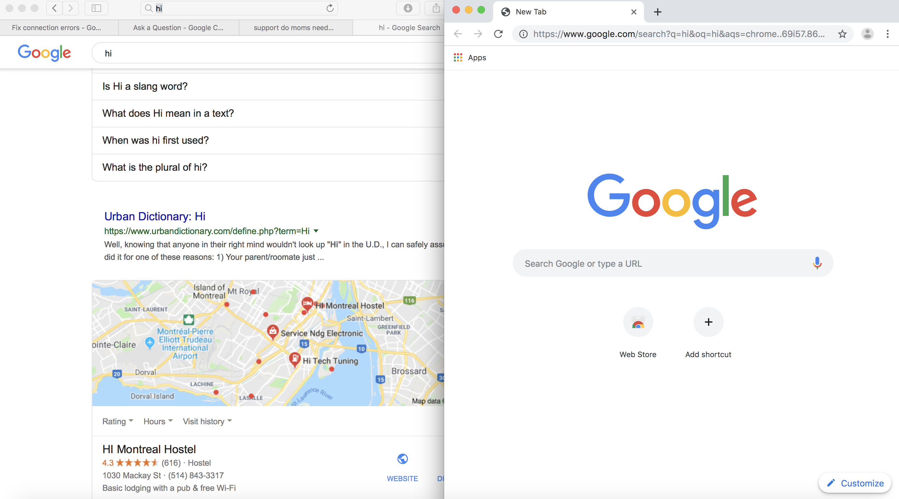 search with google opens safari