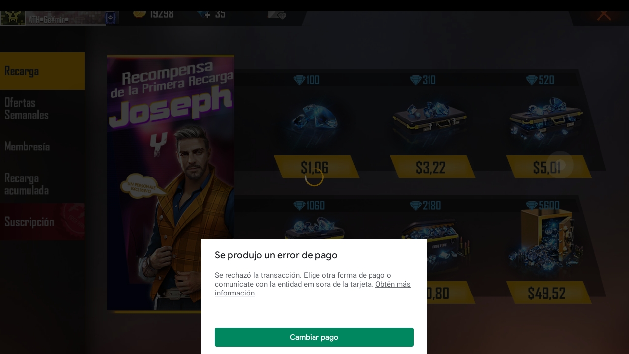 Não consigo comprar Diamantes pela Google Play – Free Fire Suporte