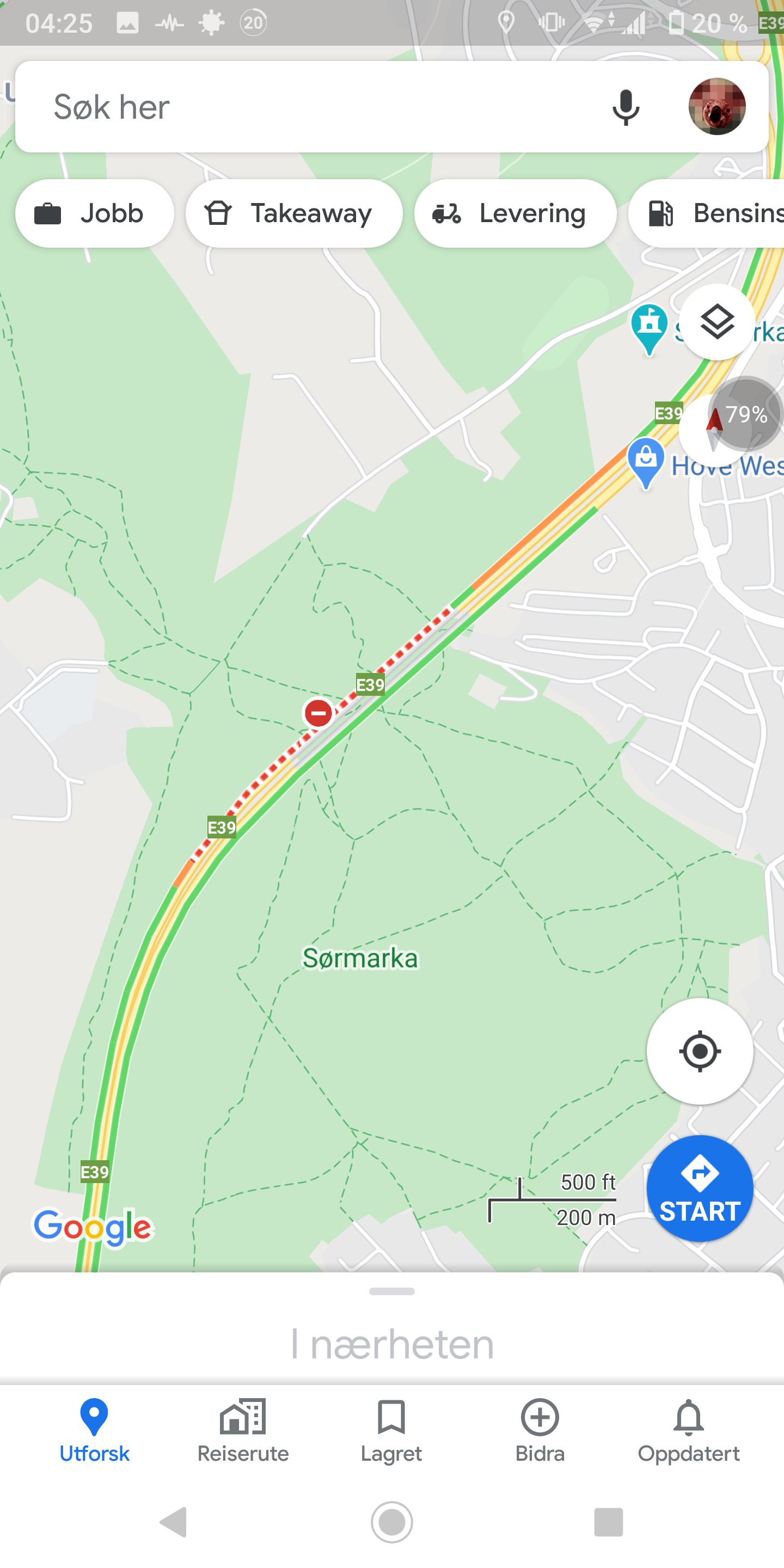 How should a partly closed highway be done on Google maps