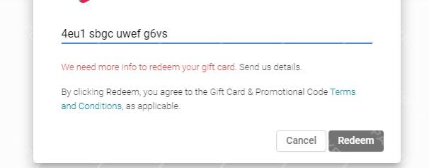 We need more info your redeem code gift card - Google Play Community