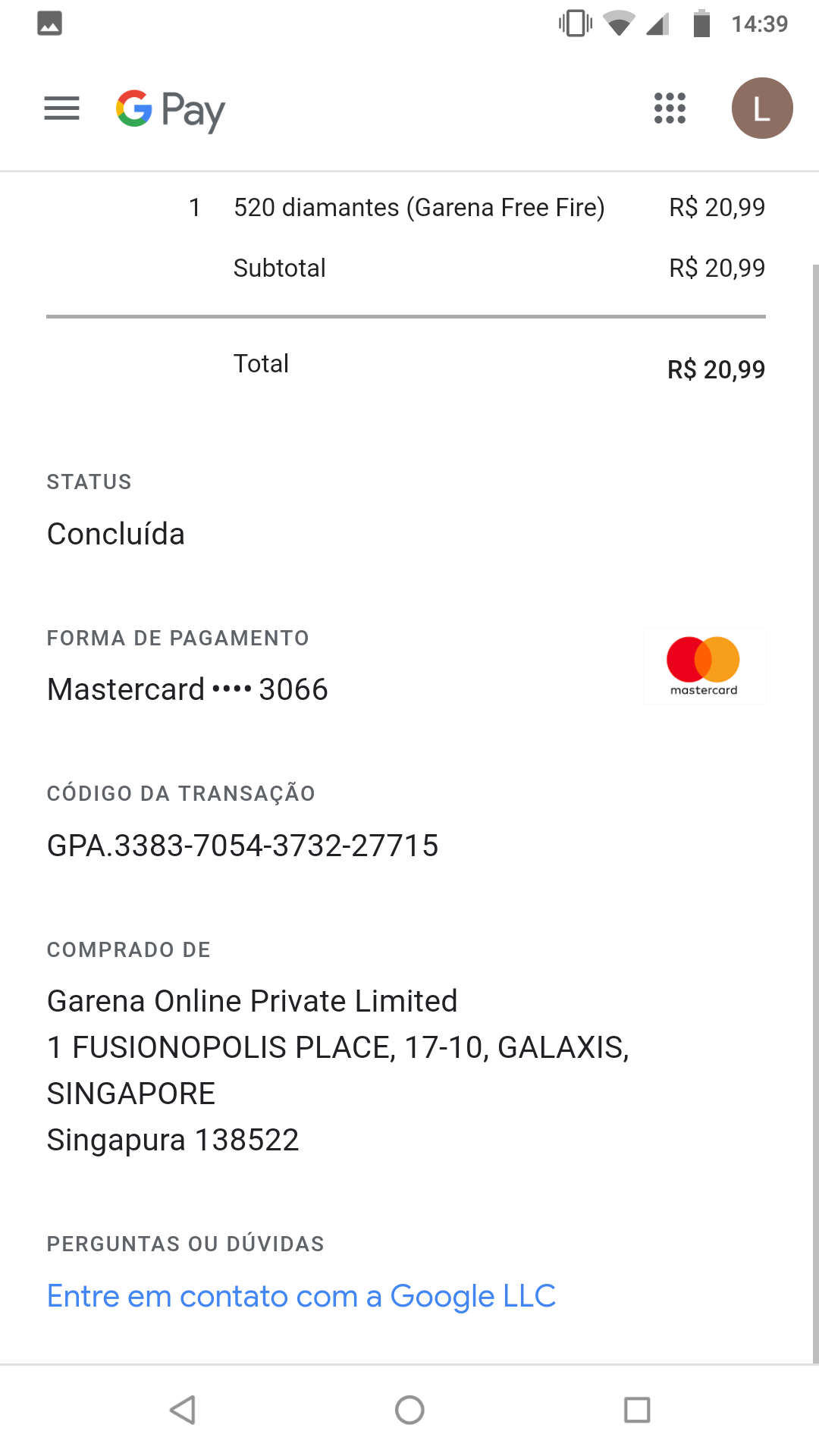 Como sei se a compra foi concluída com sucesso? – Pagamentos Garena