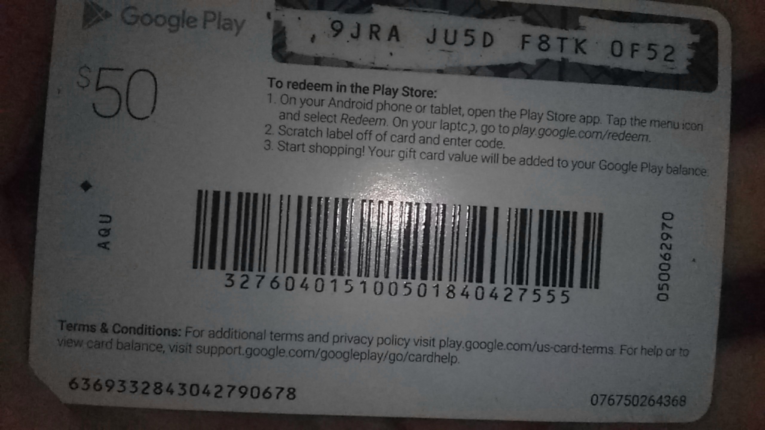 google play card scratched off