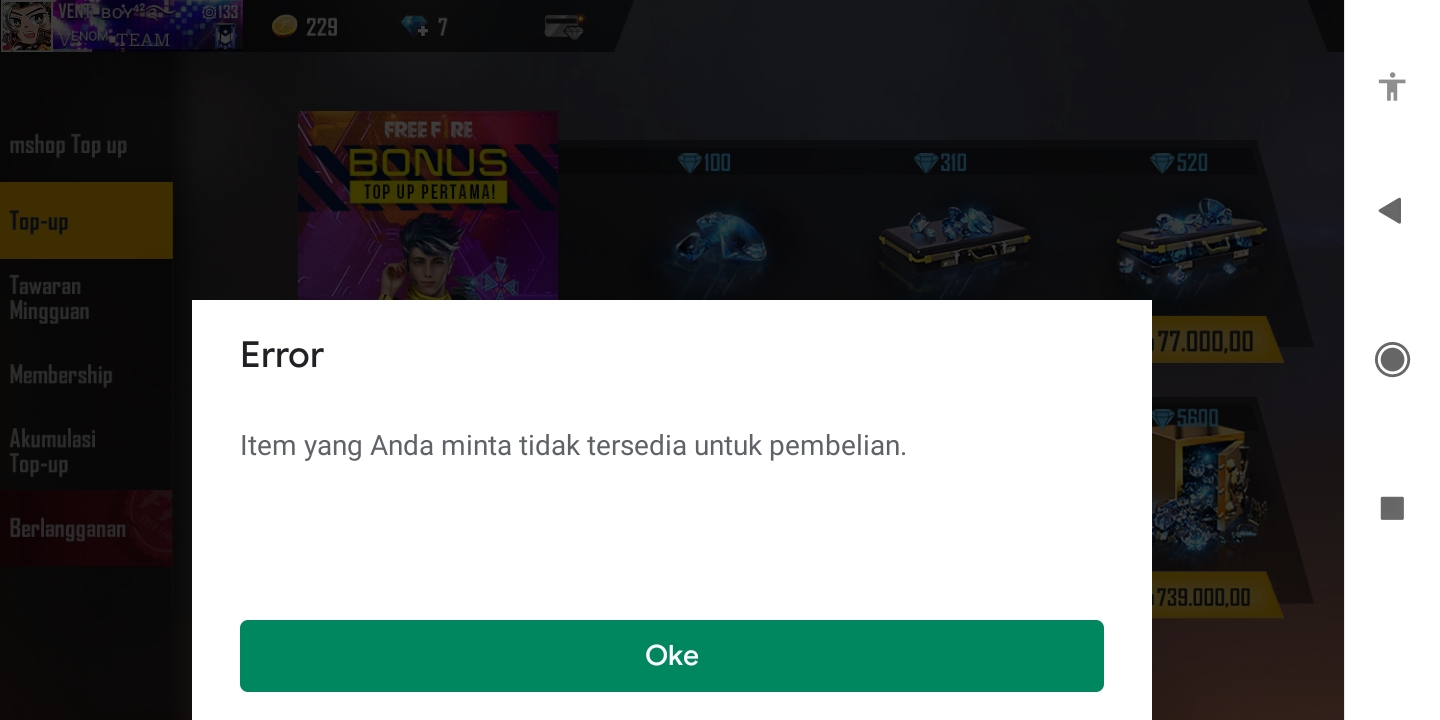 Mengapa Top Up Free Fire Item Tidak Tersedia Google Play