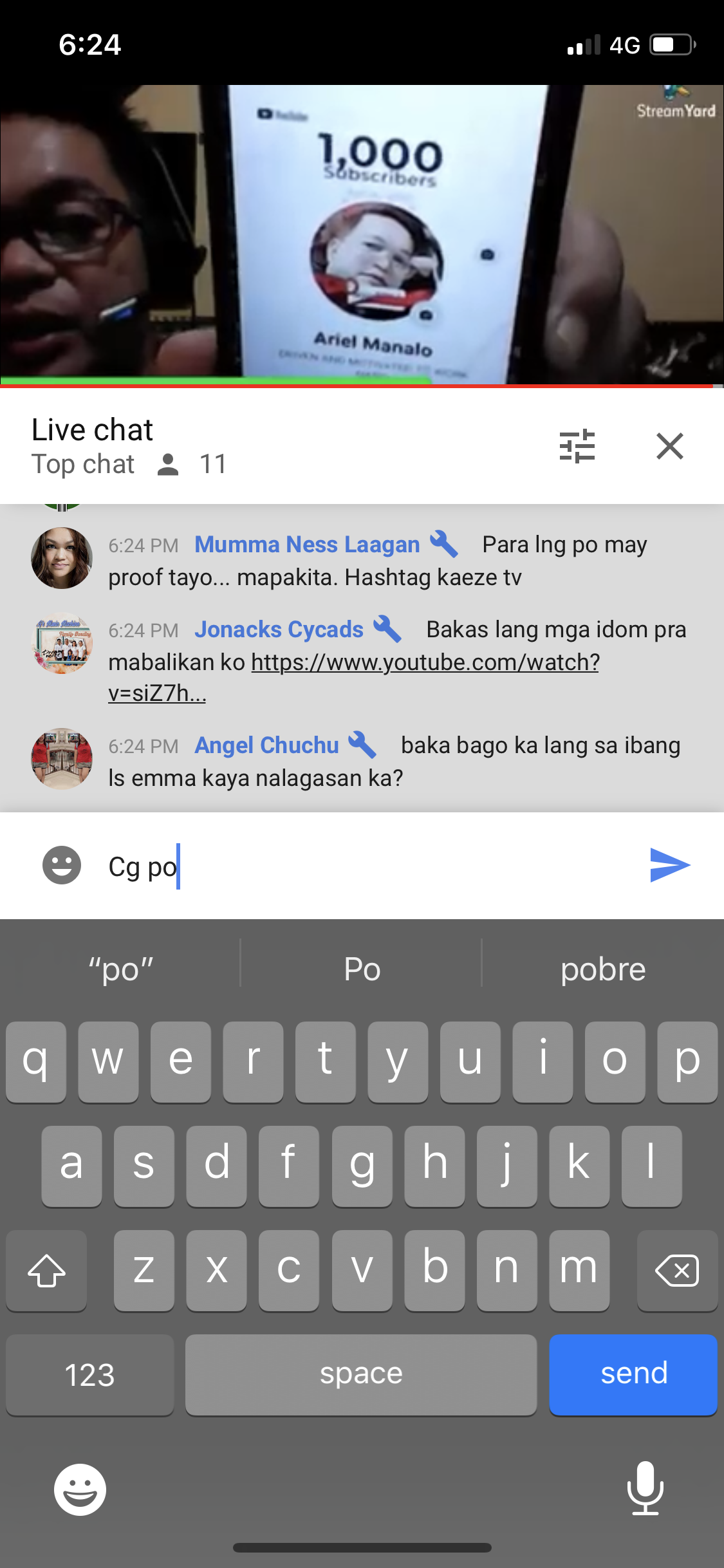 Chat on youtube live Moderate live