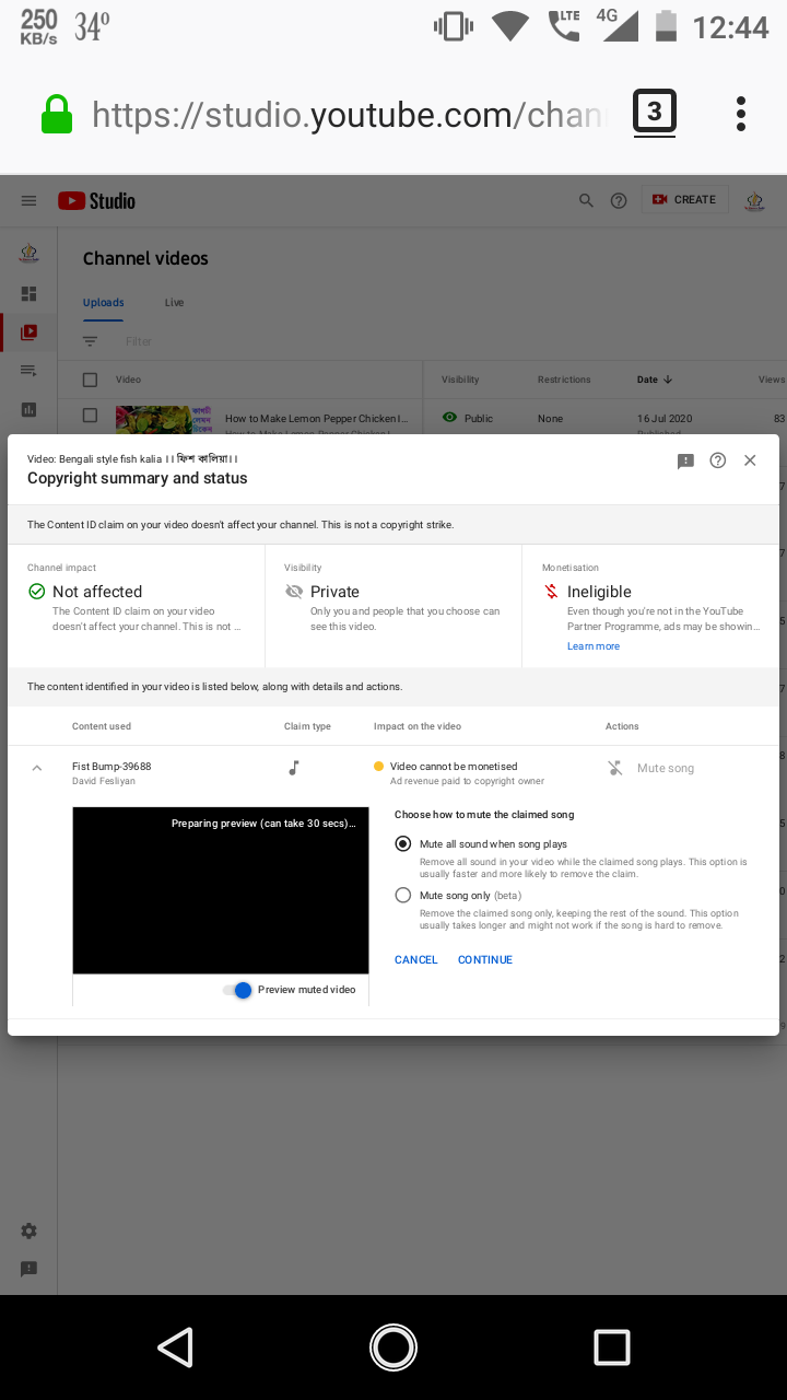 My video get content id claim for background music which I mute but claim  cannot remove,why? - YouTube Community