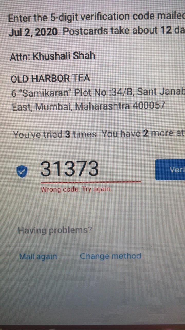 Verification Code Showing Error Google Business Profile Community