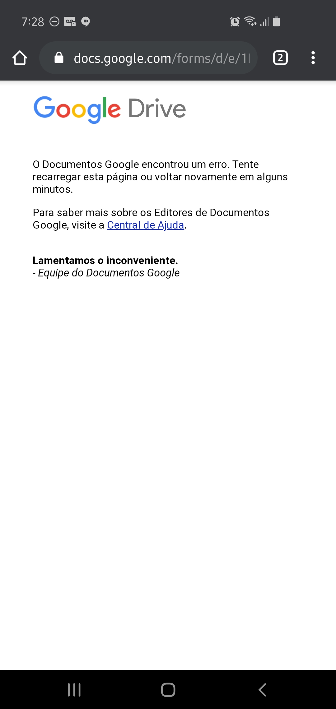 Erro no download de arquivo do Google Slides - Comunidade Editores