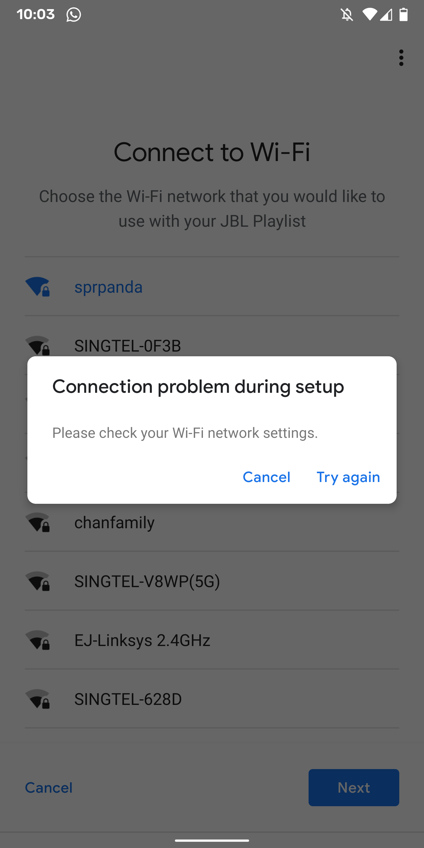 jbl playlist not connecting