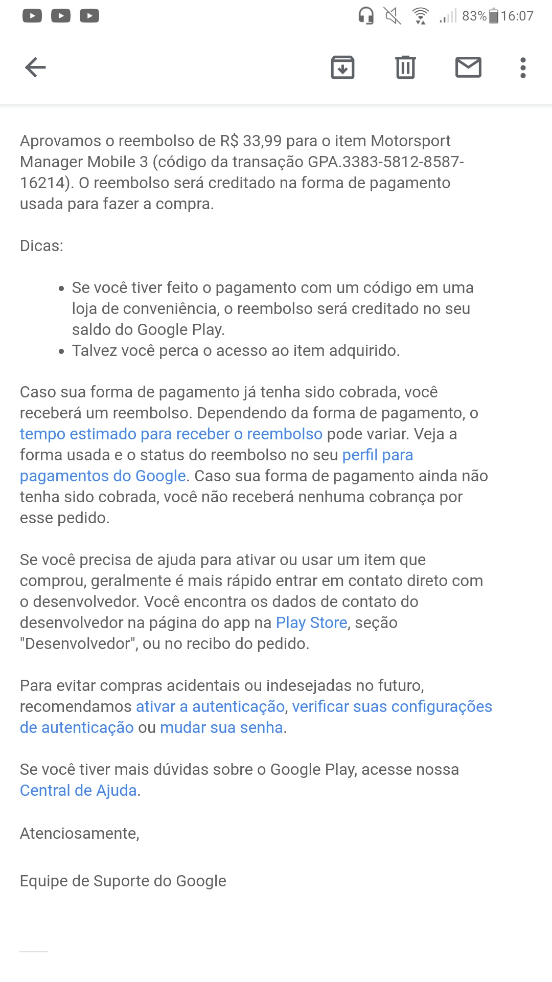 Solicitei o reembolso de uma compra no app remini e não recebi