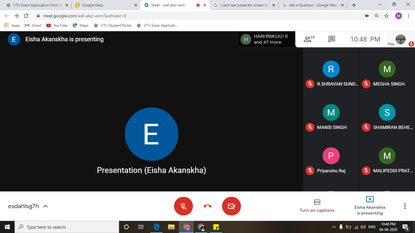 i cannot see the presentation in google meet