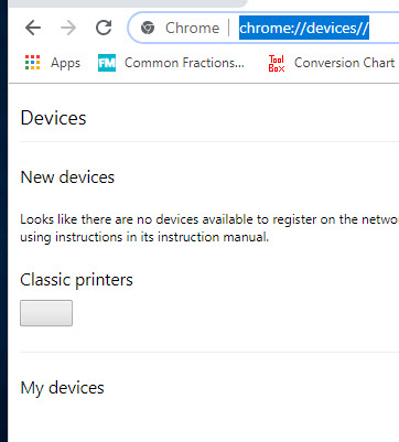 devices and printers chrome