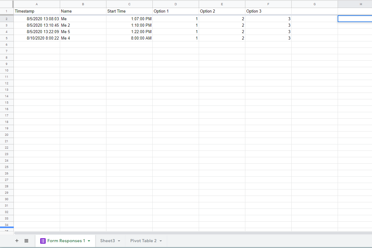 Trying to RANK times from a Google Form but timestamp is making later