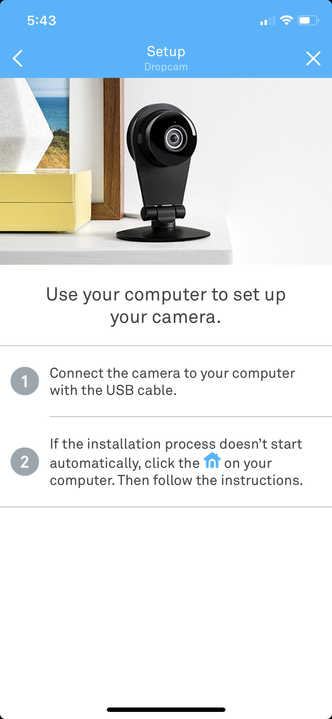 dropcam setup without computer