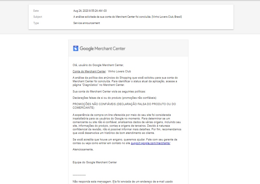 Conta Suspensa do Merchant Center - Comunidade Google Ads