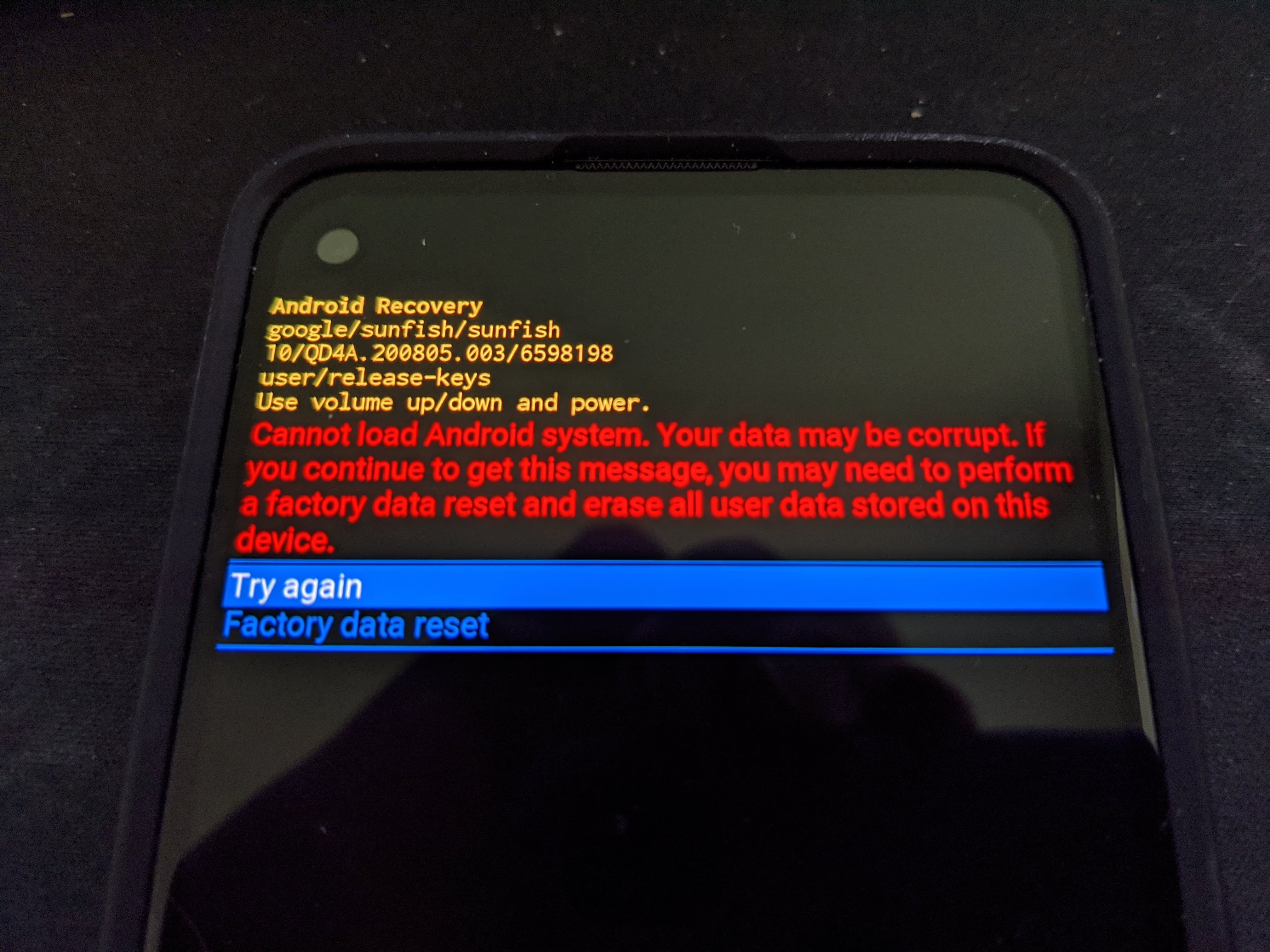 google pixel 2 slot unbootable load error