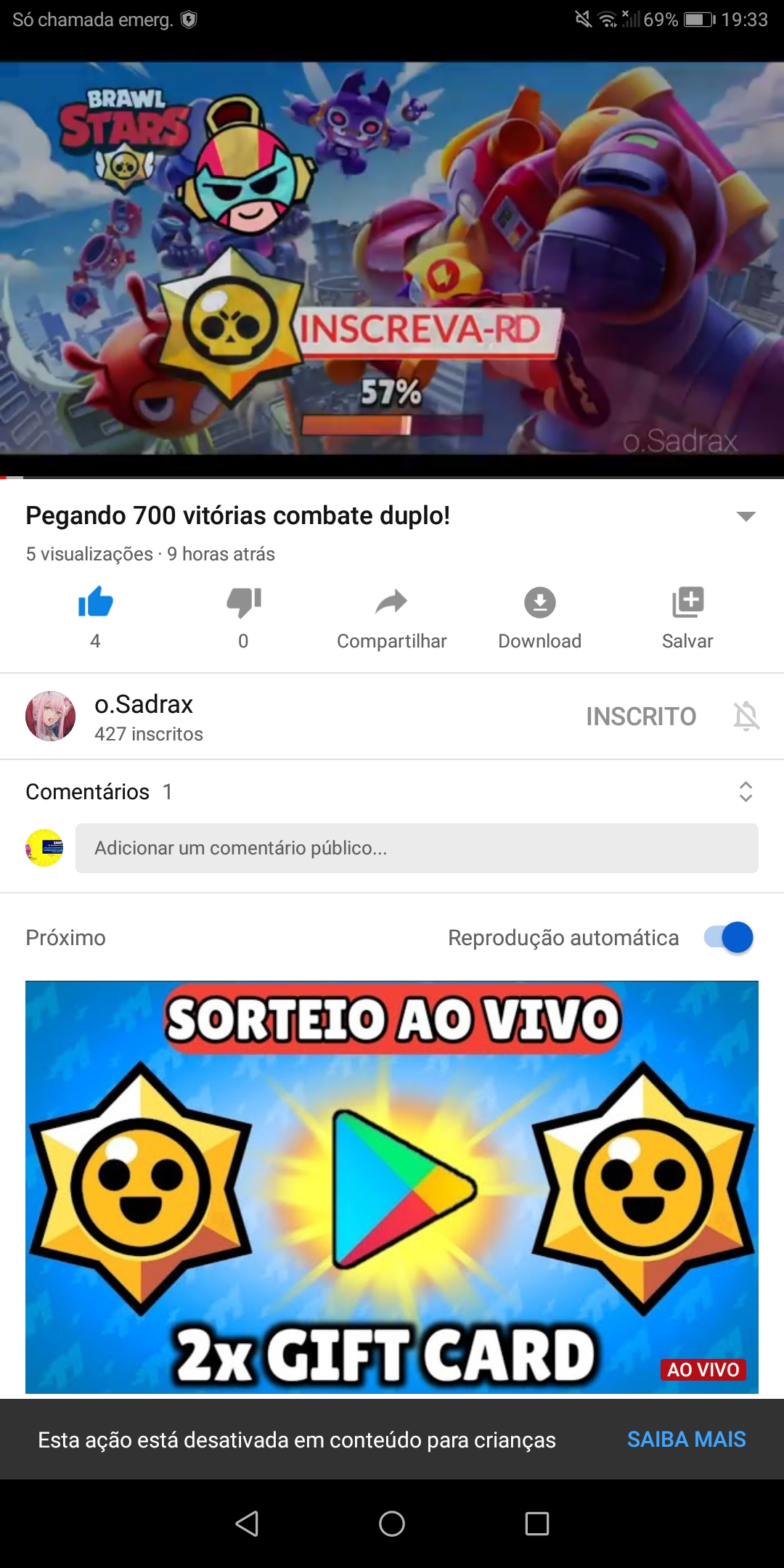 Eu Desativo Opcoes De Conteudo Para Criancas Boto Como Nao Conteudo Pra Crianca O Video Nao Notifica Comunidade Youtube - brawl stars para criança